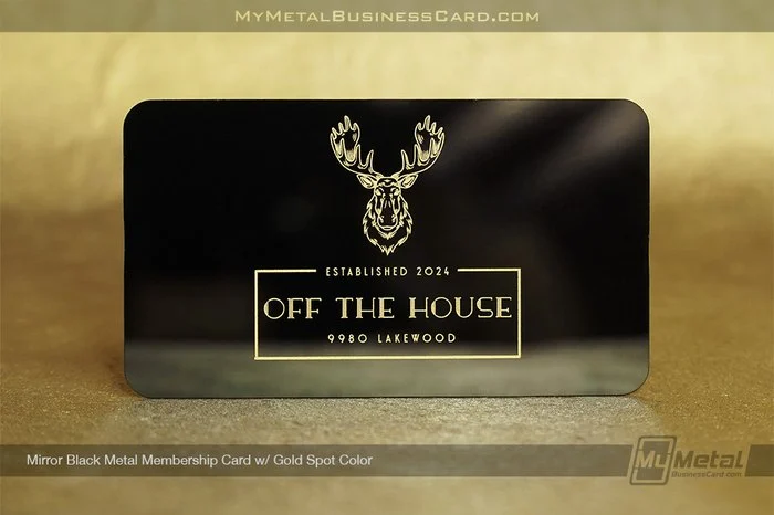 My Metal Business Card |&nbsp;Mirror Black Metal Membership Card Gold Color Off the House