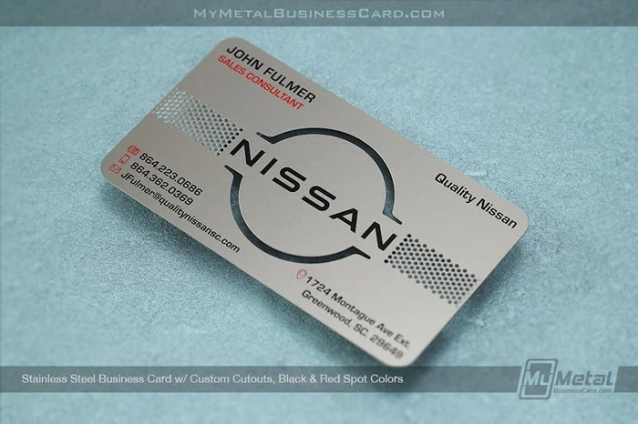My Metal Business Card |&nbsp;Stainless Steel Business Card Custom Cutouts Black Red Color Nissan