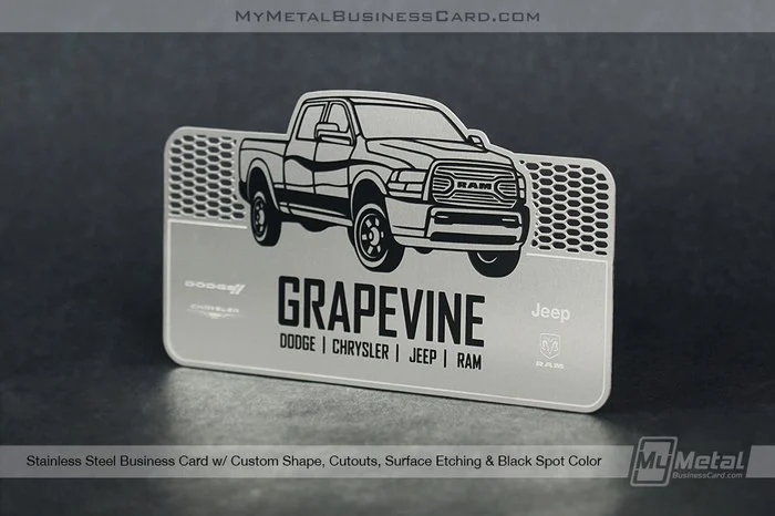 My Metal Business Card |&nbsp;Stainless Steel Business Card Custom Shape Cutouts Etching Black Color Grapevine