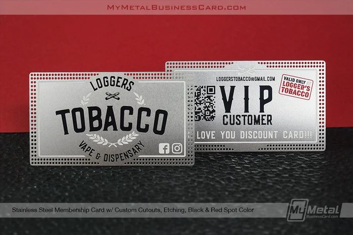 My Metal Business Card |&nbsp;Stainless Steel Membership Card Custom Cutouts Etching Black Red Color Loggers 1
