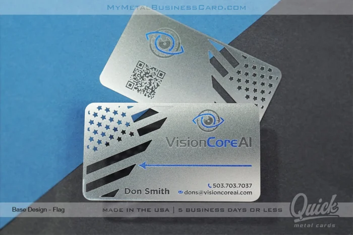 My Metal Business Card |&nbsp;Stainless Steel Quick Metal Card Flag VisionCoreAI QR Code