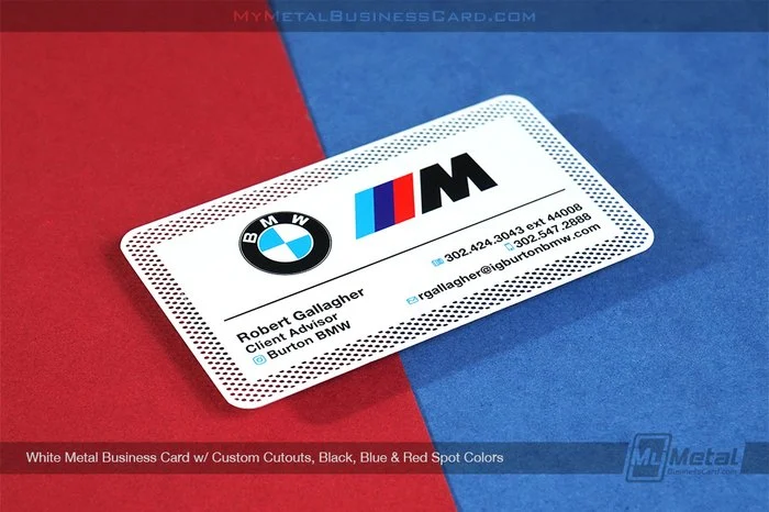 My Metal Business Card |&nbsp;White Metal Business Card Cutouts Black Blue Red Colors BMW